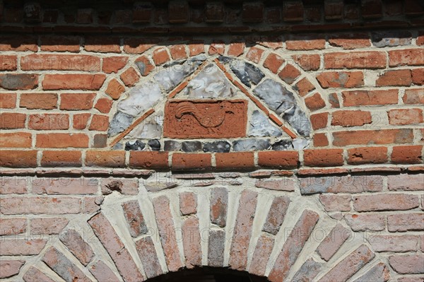 France, Haute Normandie, seine maritime, pays de bray, saint saens, la gloriette, detail des decors en frise,