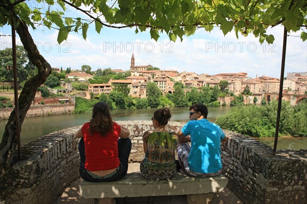 france, region midi pyrenees, tarn, albi, patrimoine mondial unesco, palais epicopal, jardins du palais de la berbie, jardin, panorama, touristes,