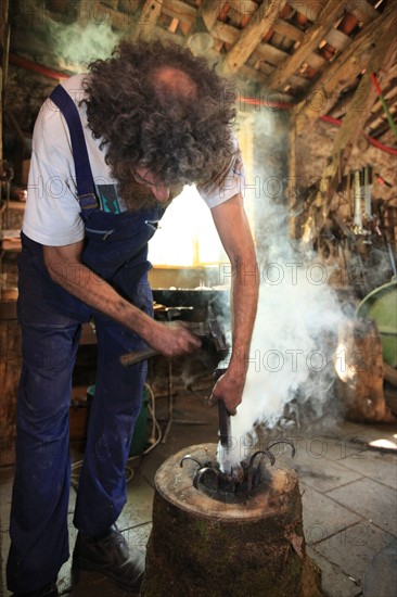 france, region midi pyrenees, tarn et garonne, 82, gorges de l'aveyron, espinas, forge, a force d'en fer, arnaud elisabeth artiste et forgeron, feu, metal, travail,