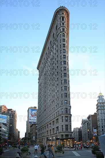 usa, etat de New York, New York City, Manhattan, Chelsea, flatiron, fer a repasser, building, nuit,