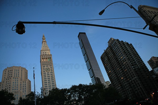 usa, etat de New York, New York City, Manhattan, Chelsea, buildings, rue, nuit, feux,