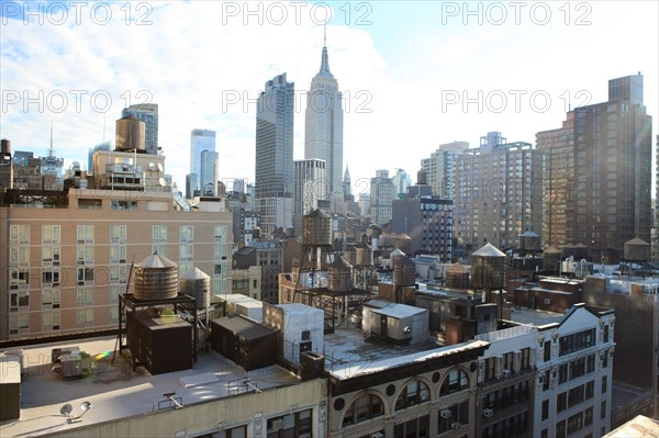 usa, etat de New York, New York City, Manhattan, Chelsea, buildings, reservoirs, depuis la terrasse de de l'hotel Four Points by Sheraton, 160W 25th, empire state,