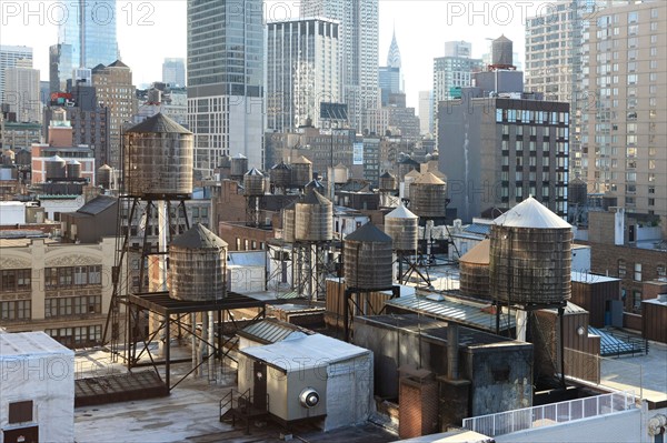 usa, etat de New York, New York City, Manhattan, Chelsea, buildings, reservoirs, depuis la terrasse de de l'hotel Four Points by Sheraton, 160W 25th, empire state,