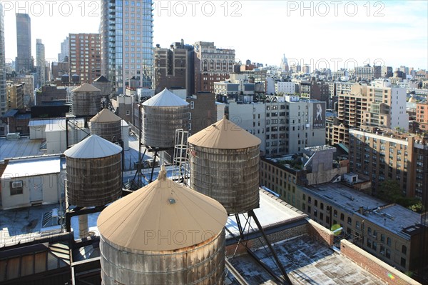 usa, etat de New York, New York City, Manhattan, Chelsea, buildings, reservoirs, depuis la terrasse de de l'hotel Four Points by Sheraton, 160W 25th, empire state,