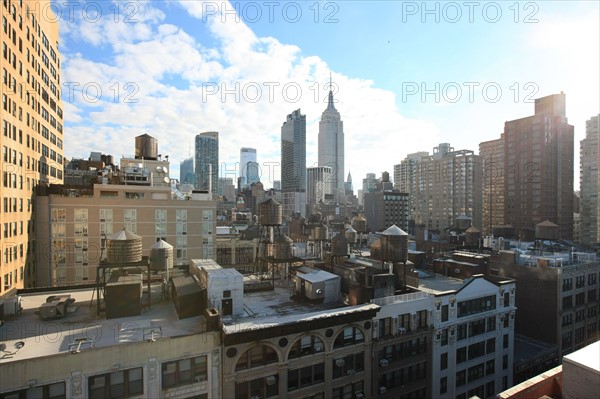 usa, etat de New York, New York City, Manhattan, Chelsea, buildings, reservoirs, depuis la terrasse de de l'hotel Four Points by Sheraton, 160W 25th, empire state,