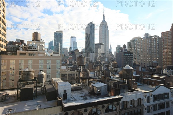 usa, etat de New York, New York City, Manhattan, Chelsea, buildings, reservoirs, depuis la terrasse de de l'hotel Four Points by Sheraton, 160W 25th, empire state,