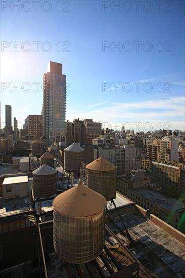 usa, etat de New York, New York City, Manhattan, Chelsea, buildings, reservoirs, depuis la terrasse de de l'hotel Four Points by Sheraton, 160W 25th, empire state,