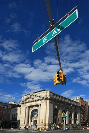 usa, etat de New York, New York City, Manhattan, Chelsea, buildings, rue, 8th avenue, buildings, feux,