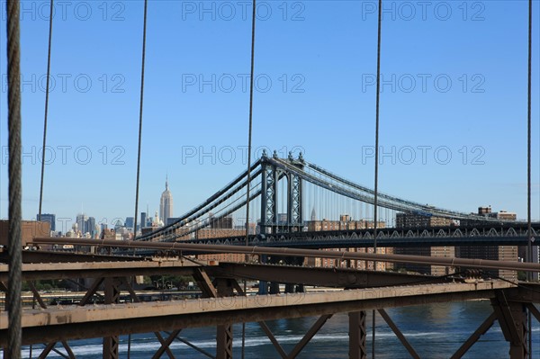 usa, etat de New York, New York City, Manhattan, brooklyn, pont de brooklyn bridge, pietons, vehicules, jogging, circulation, pointe de Manhattan, Manhattan bridge,