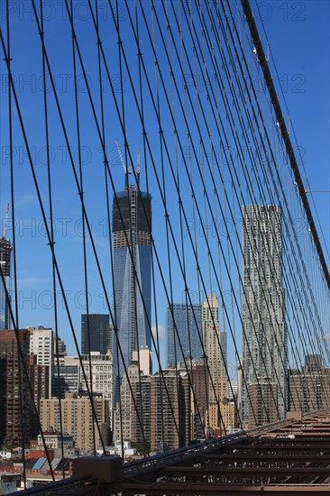 usa, etat de New York, New York City, Manhattan, brooklyn, pont de brooklyn bridge, pietons, vehicules, jogging, circulation, pointe de Manhattan,