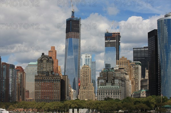 usa, etat de New York, New York City, Manhattan, financial district, pointe de Manhattan, ferry pour Staten Island, buildings, baie, bateaux, statue de la liberte, Bartholdi,