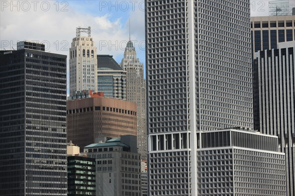 usa, etat de New York, New York City, Manhattan, financial district, pointe de Manhattan, ferry pour Staten Island, buildings, baie, bateaux, statue de la liberte, Bartholdi,