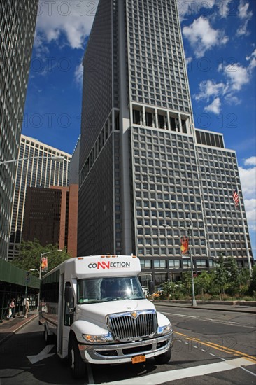 usa, etat de New York, New York City, Manhattan, financial district, pointe de Manhattan, truck, buildings,