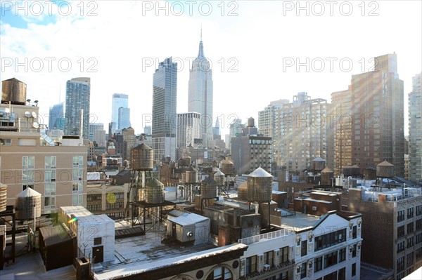 usa, etat de New York, New York City, Manhattan, Chelsea, buildings, reservoirs, depuis la terrasse de de l'hotel Four Points by Sheraton, 160W 25th, empire state,