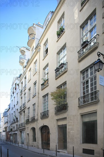 France, ile de france, paris 3e arrondissement, le marais, rue chapon, no11 maison avec lucarnes a poulie, 
Date : 2011-2012