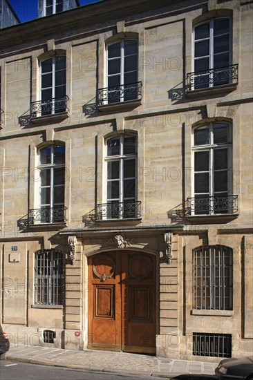 France, ile de france, paris, le marais, 3e arrondissement, 20 rue des quatre fils, hotel le feron, facade sur rue, hotel particulier, 
Date : 2011-2012