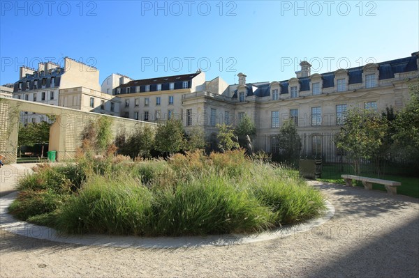 France, ile de france, paris, le marais, 3e arrondissement, jardin anne frank, derriere l'hotel de saint aignan dit aussi hotel d'avaux, musee du judaisme, 
Date : 2011-2012