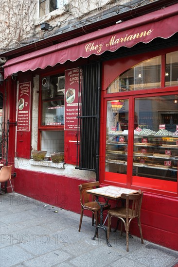 France, ile de france, paris 4e arrondissement, angle rue des hospitalieres saint gervais et rue des rosiers, restaurant chez marianne, specialites juives, 
Date : 2011-2012