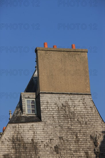 France, ile de france, paris 4e arrondissement, le marais, 62 rue saint antoine, hotel de bethune sully, siege des monuments historiques, derriere l'orangerie, lucarne de la place des vosges.
Date : 2011-2012