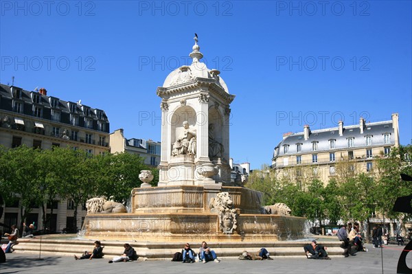 France, ile de france, paris 6e arrondissement, place saint sulpice, eglise saint sulpice, fontaine dite des point cardinaux;
Date : 2011-2012