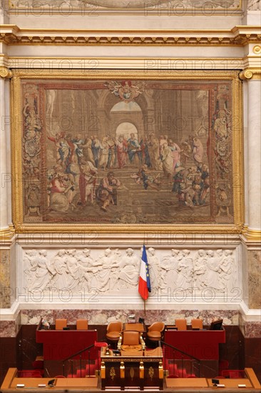 France, ile de france, paris 7e arrondissement, assemblee nationale, palais bourbon, hemicycle, chambre des deputes, institution, republique, parlement, perchoir du president

Date : 2011-2012