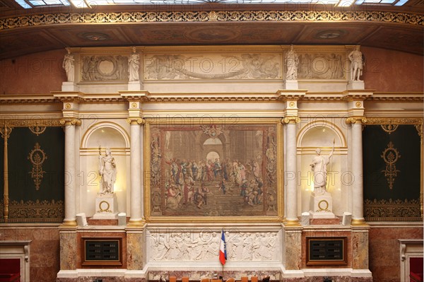 France, ile de france, paris 7e arrondissement, assemblee nationale, palais bourbon, hemicycle, chambre des deputes, institution, republique, parlement, perchoir du president

Date : 2011-2012