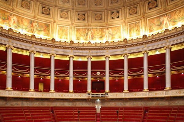 France, ile de france, paris 7e arrondissement, assemblee nationale, palais bourbon, hemicycle, chambre des deputes, institution, republique, parlement, vu depuis le perchoir, president

Date : 2011-2012