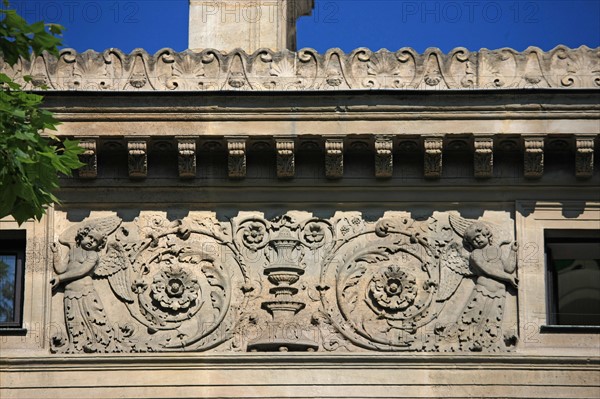 France, ile de france, paris 8e arrondissement, 7 rue tronchet, hotel de pourtales, facade sur rue, detail decor

Date : 2011-2012