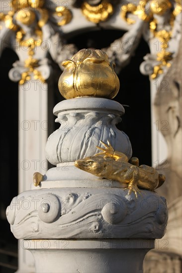 France, ile de france, paris 7e-16e arrondissement,  pont alexandre III, seine,  salamandre, quai,