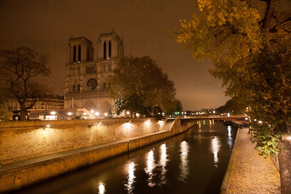 france, ile de france, paris, 1e arrondissement, quai de montebello, seine, nuit, matin, eau, passant, notre dame,