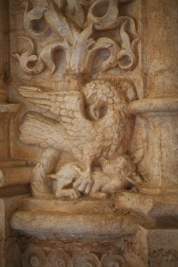 portugal, lisbonne, lisboa, signes de ville, belem, monastere des Hieronimytes, monasteiro dos jeronimos, couvent, cloitre, detail sculpture, statue, ornement
Date : septembre 2011