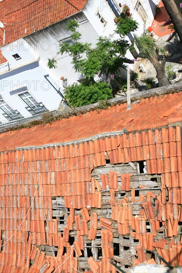 portugal, lisbonne, lisboa, signes de ville, alfama, panorama sur toits et le tage, paysage, toits, tuiles, palmier
Date : septembre 2011