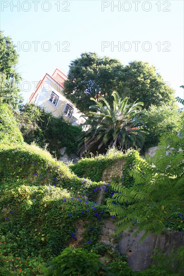 portugal, lisbonne, lisboa, signes de ville, alfama, azulejos, pres du musee d'archeologie, paves dans un seau, voirie, sol, rue
Date : septembre 2011