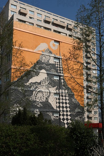 france, region ile de france, paris 13e arrondissement, boulevard de l'hopital, immeuble, mur peint,


Date : 2011-2012