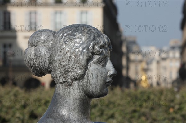 France, ile de france, paris 1er arrondissement, jardin des tuileries, sculptures d'aristide maillol, monument a cezanne,