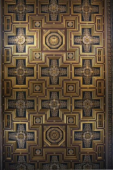 France, ile de france, paris 9e arrondissement, rue de chateaudun, eglise notre dame de lorette, decor interieur, peintures, plafond a caissons de la nef,


Date : Ete 2012