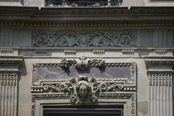 France, ile de france, paris 9e arrondissement, 34 rue de chateaudun, immeuble neo renaissance, restaure, detail facade sur rue, decor,


Date : Ete 2012