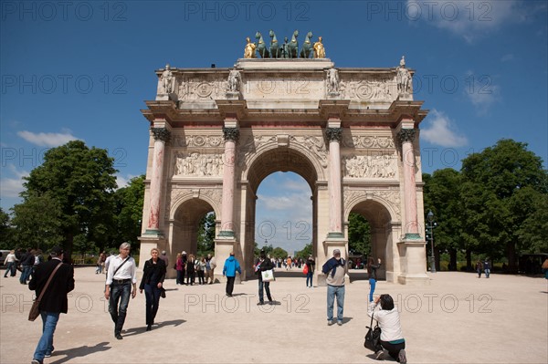 France, Region Ile de France, Paris, 1er arrondissement, Tuileries, Arc de Triomphe du Carrousel, quadrige,