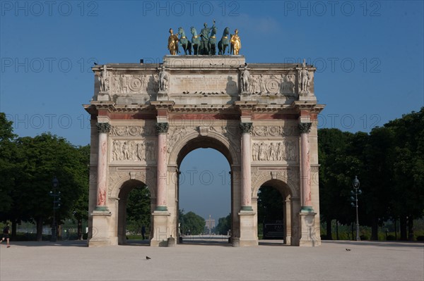 France, Region Ile de France, Paris, 1er arrondissement, Tuileries, Arc de Triomphe du Carrousel, quadrige,