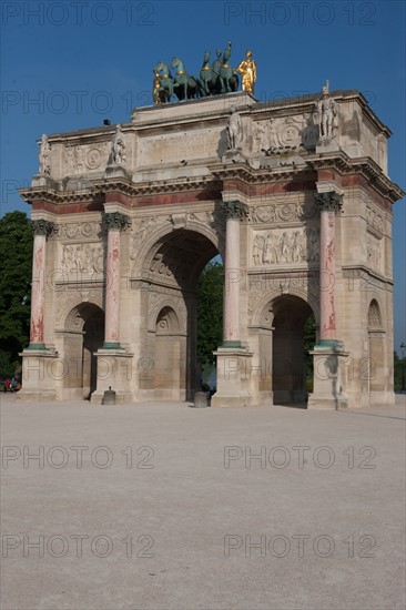 France, Region Ile de France, Paris, 1er arrondissement, Tuileries, Arc de Triomphe du Carrousel, quadrige,