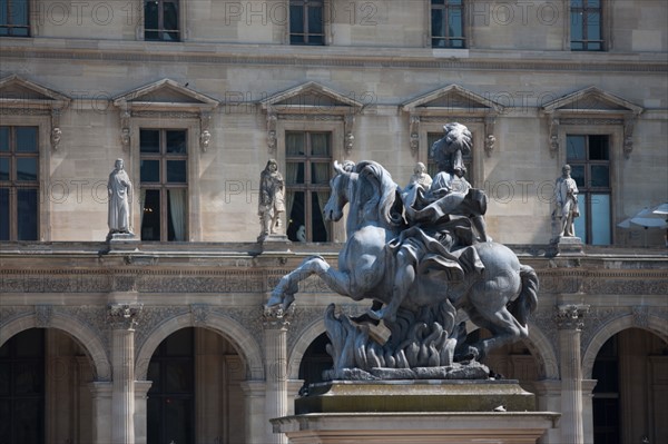 France, Region Ile de France, Paris 1er arrondissement, Musee du Louvre, place de la Pyramide,statue de Louis XIV, Le Bernin