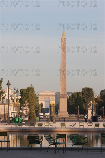 France, Region Ile de France, Paris 1er arrondissement, jardin des Tuileries, bassin, place de la Concorde,