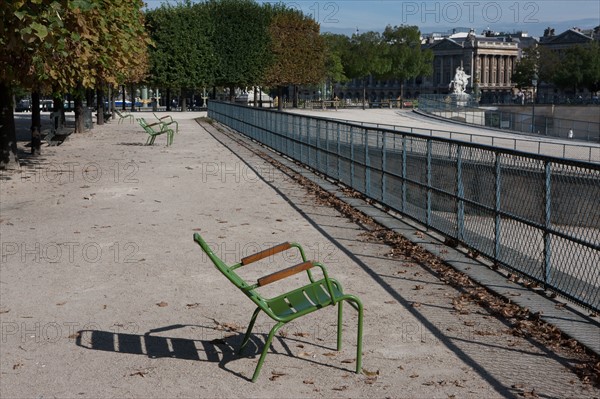 France, Region Ile de France, Paris 1er arrondissement, jardin des Tuileries, chaise, fauteuil, mobilier, Fermob