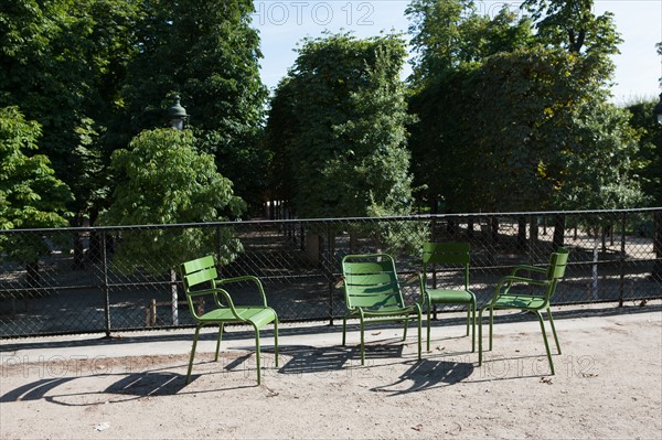 France, Region Ile de France, Paris 1er arrondissement, jardin des Tuileries, chaise, fauteuil, mobilier, Fermob