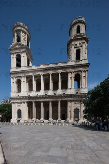 France, Region Ile de France, Paris 6e arrondissement, place Saint-Sulpice, eglise Saint-Sulpice, facade,