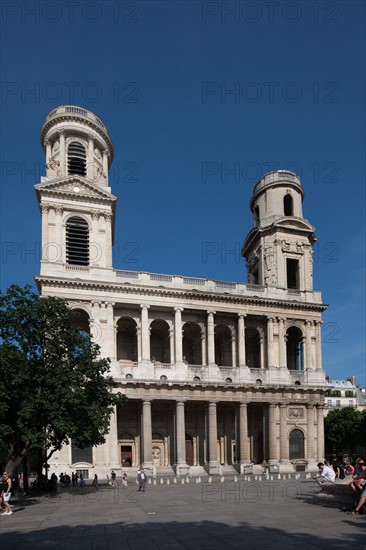 France, Region Ile de France, Paris 6e arrondissement, place Saint-Sulpice, eglise Saint-Sulpice