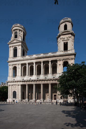 France, Region Ile de France, Paris 6e arrondissement, place Saint-Sulpice, eglise Saint-Sulpice