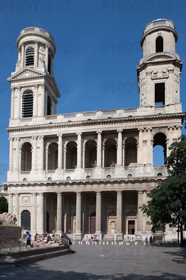 France, Region Ile de France, Paris 6e arrondissement, place Saint-Sulpice, eglise Saint-Sulpice