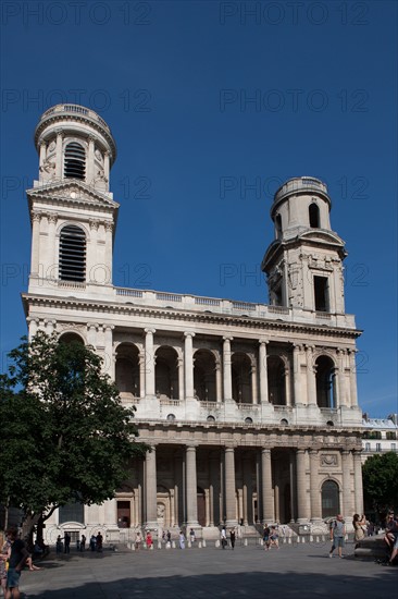 France, Region Ile de France, Paris 6e arrondissement, place Saint-Sulpice, eglise Saint-Sulpice