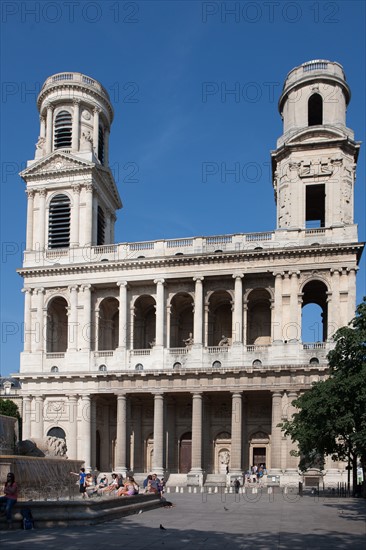 France, Region Ile de France, Paris 6e arrondissement, place Saint-Sulpice, eglise Saint-Sulpice